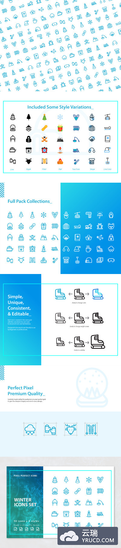 绘制优秀的冬季圣诞主题图标下载[Ai]