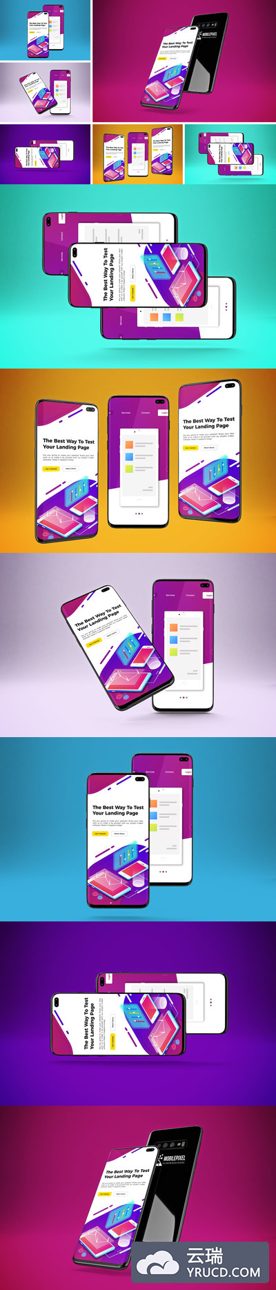 时尚高端逼真质感的S10 APP UI KITS样机展示模型mockups