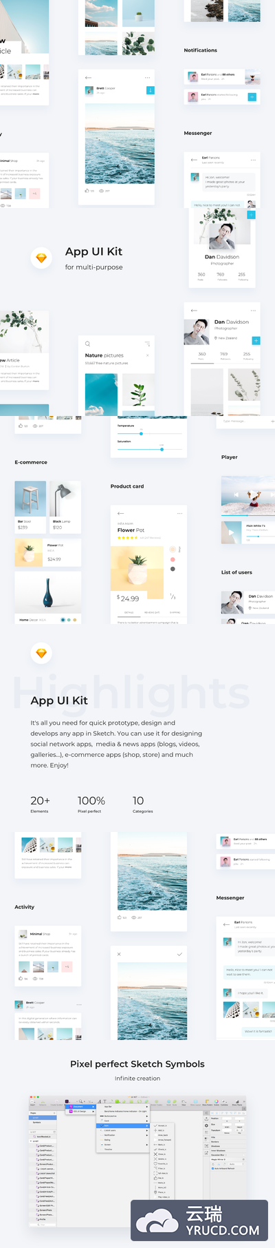 极简的图片图库APP UI KIT套装模板下载[Sketch]