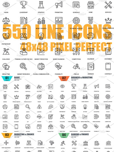 线型图标包 550 Line Icons Bundle