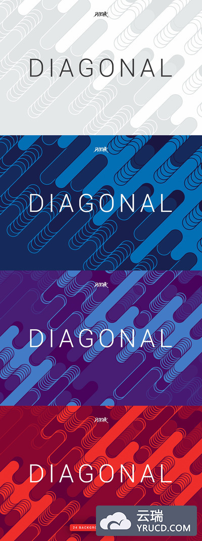 几何圆形图案背景纹理5 Diagonal | Rounded Lines Bgs | V05