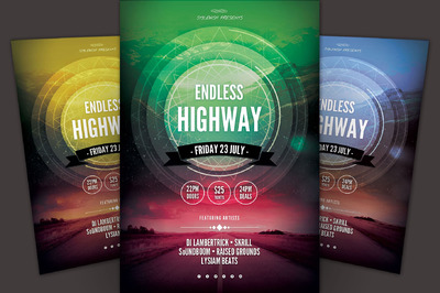 无尽的公路传单模板 Endless Highway Flyer Template