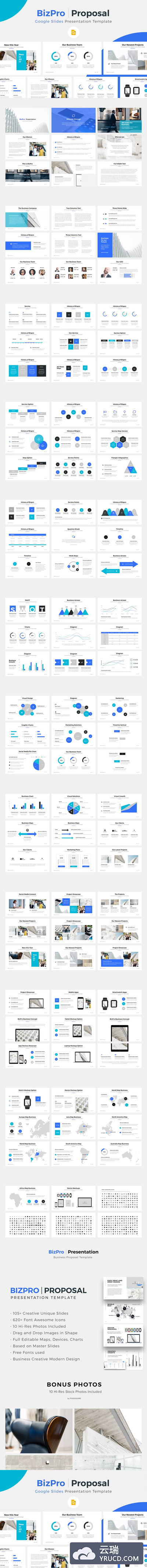 商业ppt谷歌幻灯片模板 BizPro. Google Slides Template +Gift