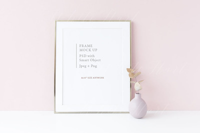 金边画框样机模板 Gold 8x10" frame mock up