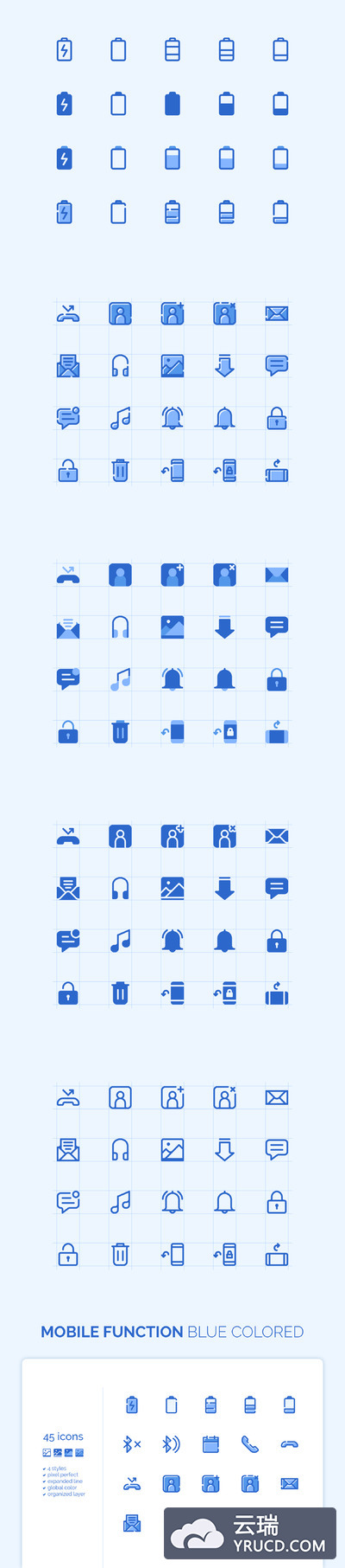 180个手机移动设备功能图标下载[Ai]