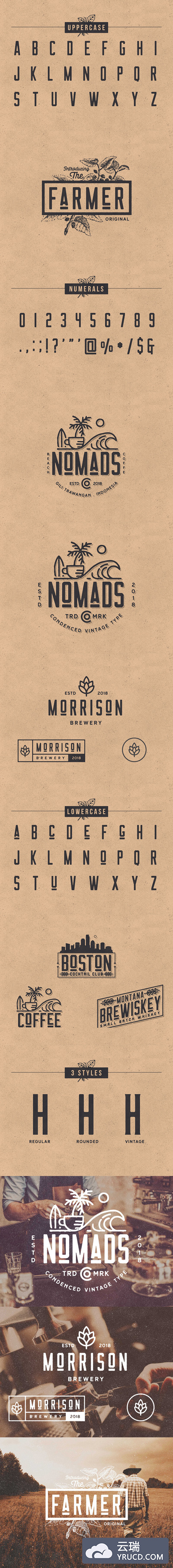 怀旧风格的设计字体套装下载