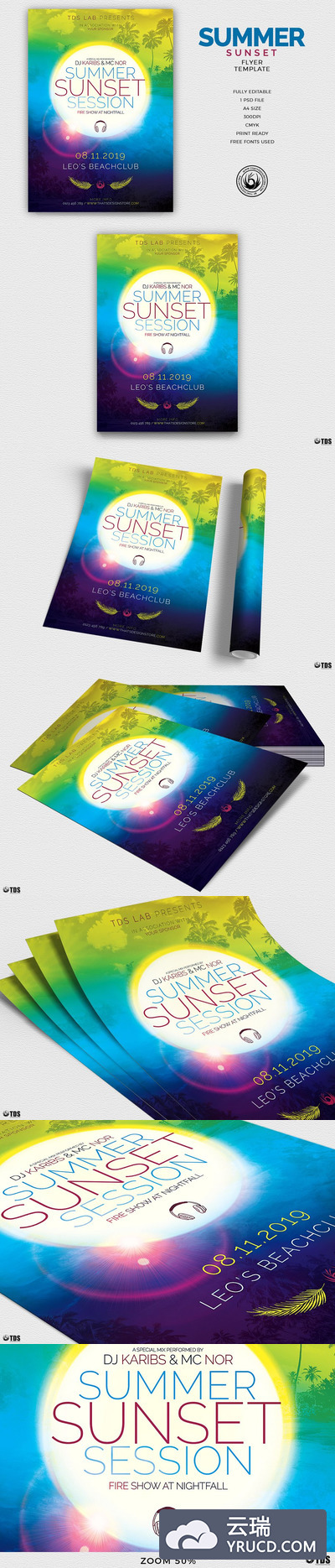 夏季日落传单PSD模板 Summer Sunset Flyer PSD