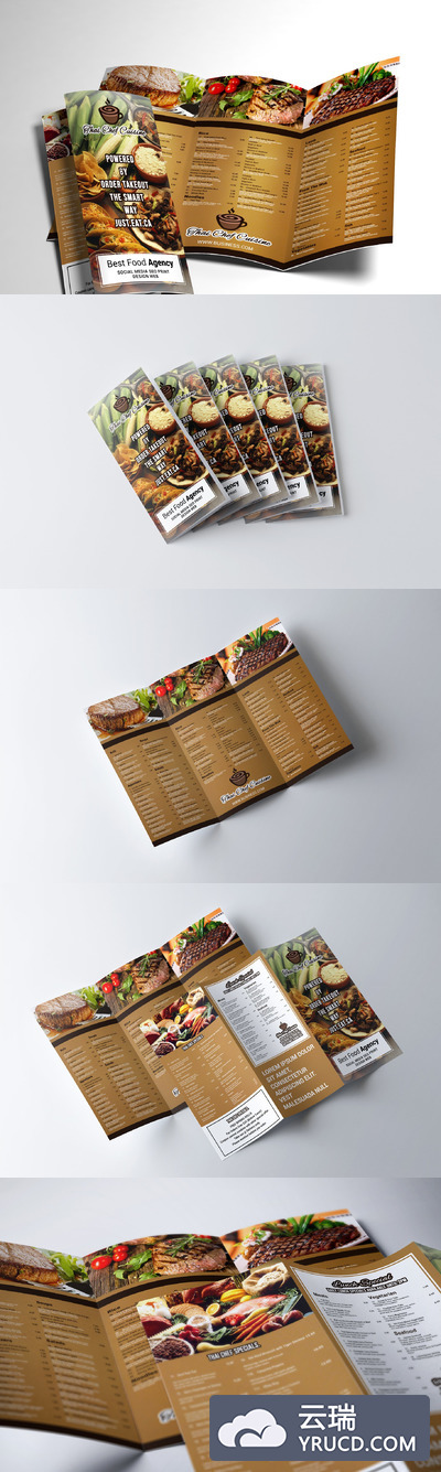 餐厅菜单三折页模板 Restaurant Menu Tri-fold Brochure