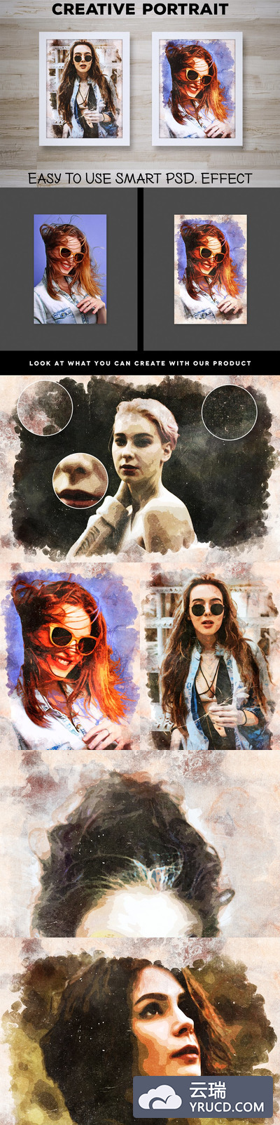 创意肖像智能效果PS动作 Creative Portrait: Smart PSD. Effect