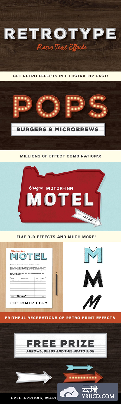 复古特性字体图层样式 RetroType -Illustrator Kit