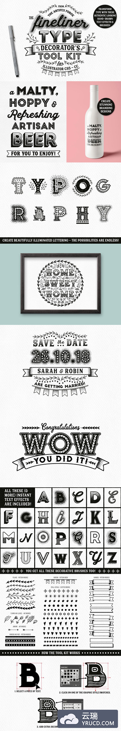 装饰笔刷工具包 Fineliner Type Decorator's Tool Kit