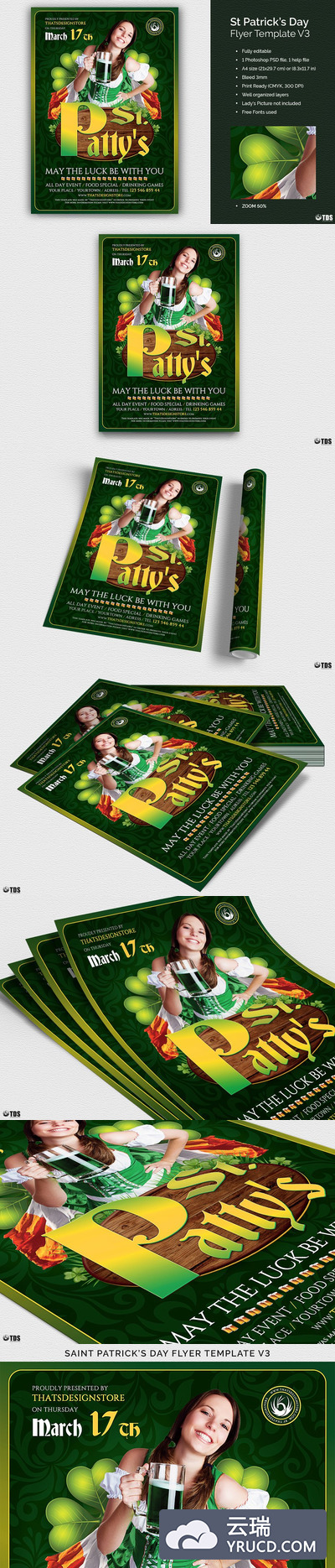 圣帕特里克节传单PSD V3 Saint Patricks Day Flyer PSD V3