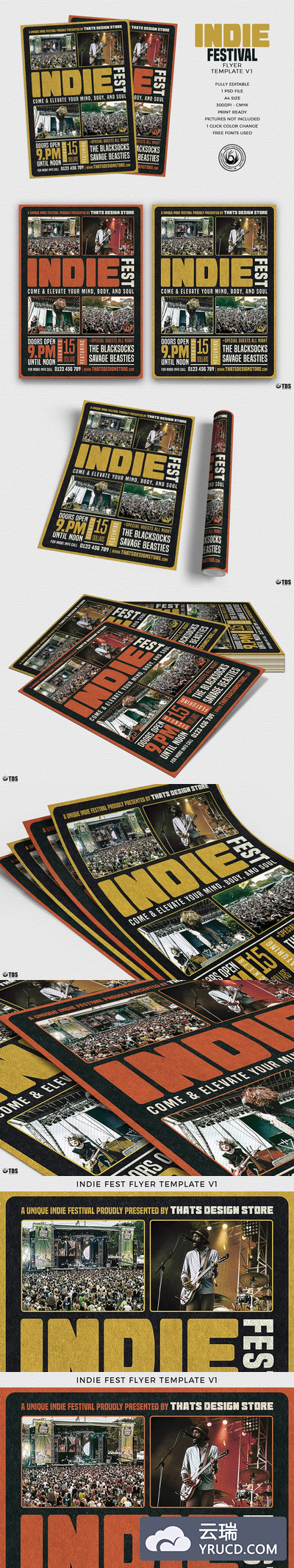 独立节日传单PSD V1 Indie Fest Flyer PSD V1