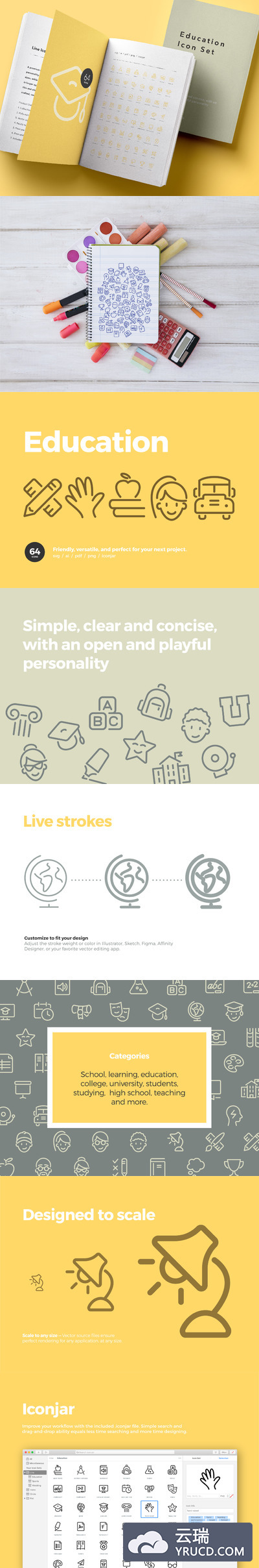 教育相关的可爱图标套装下载[Ai]