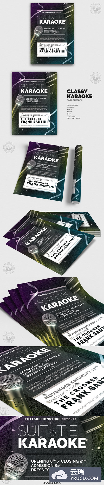 经典的卡拉ok传单PSD模板 Classy Karaoke Flyer PSD