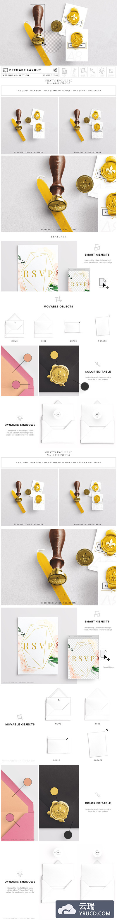 卡片样机模板 Wax Stamp & A8 Card Mockup