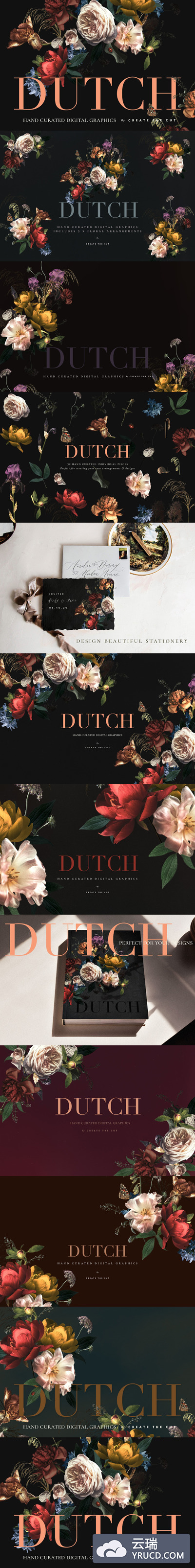 经典花卉剪贴画 Vintage Floral Clip Art - Dutch