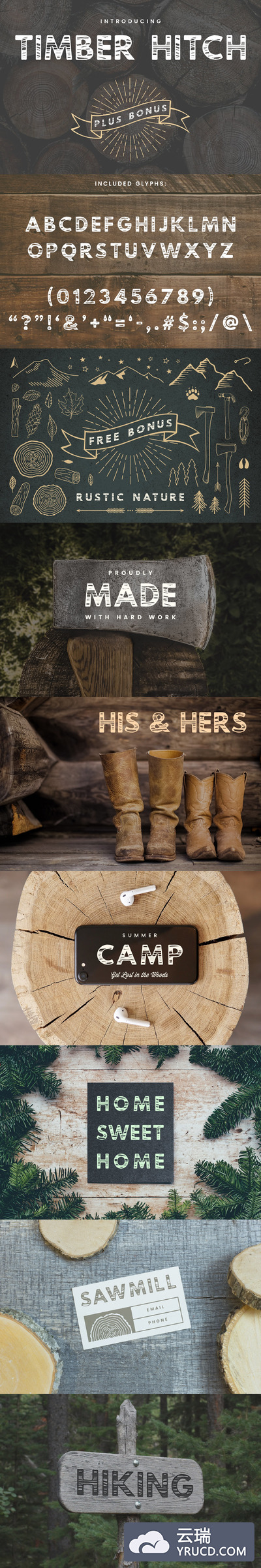 自然木材设计字体 Timber Hitch Font + Nature Designs