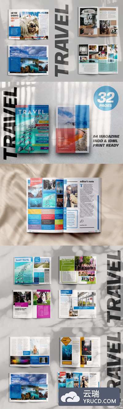 32P时尚高端多用途的旅游杂志设计画册楼书品牌手册设计模板