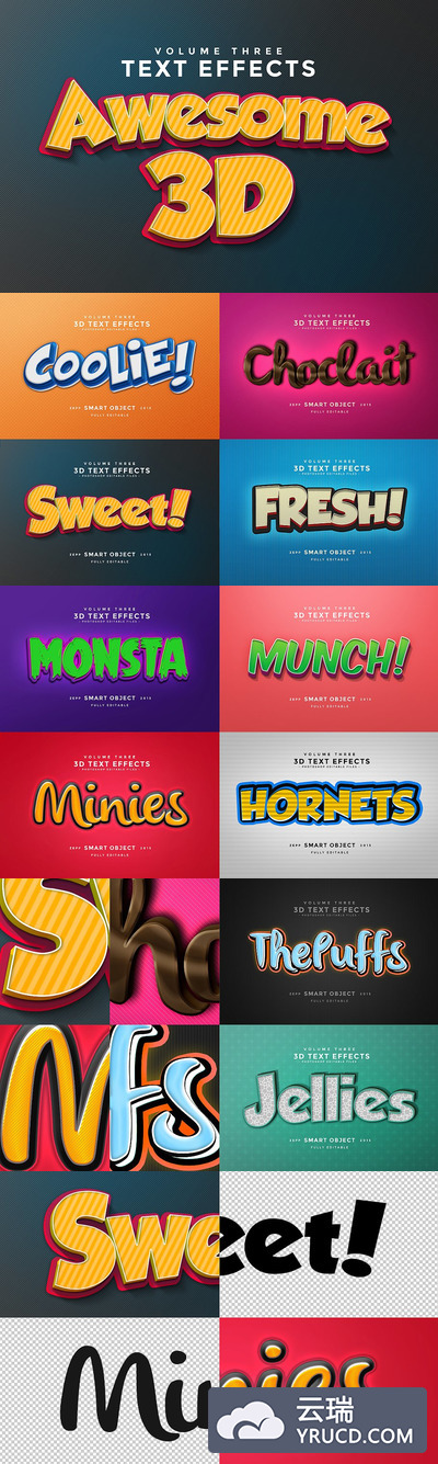 3D文本效果图层样式 3D Text Effects Vol.3