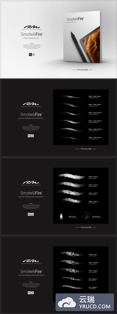 烟雾笔刷效果 RM Smoke & Fire