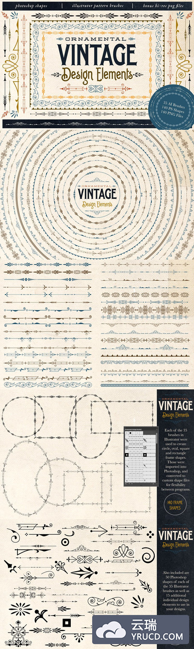 复古装饰设计元素 Ornamental Vintage Design Elements