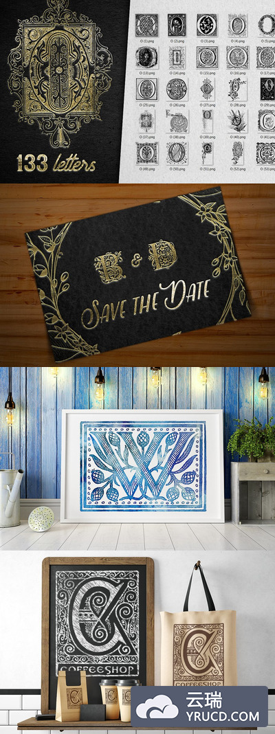 复古字母O装饰字母表 Vintage Letter O Decorative Alphabet