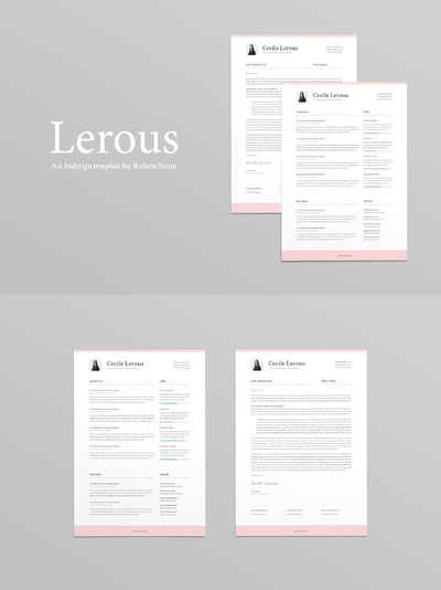简单的粉红简历模板 Lerous Resume Template