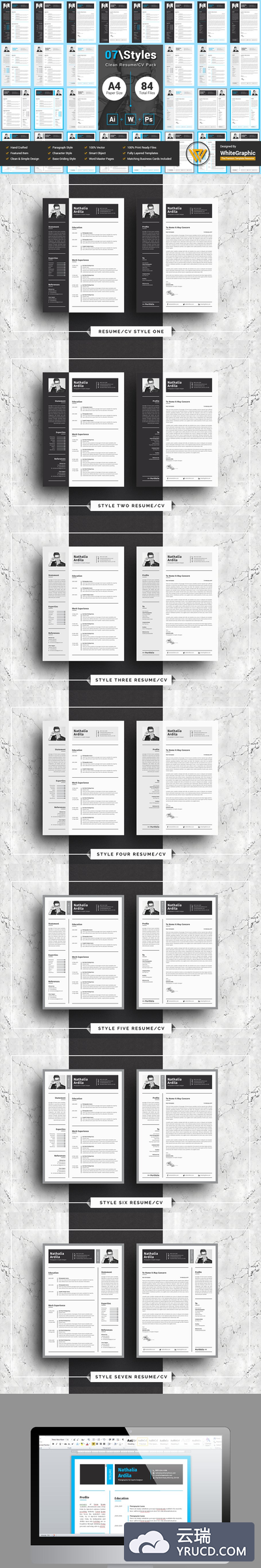 干净简约的简历模板包 07Styles Clean Resume Pack