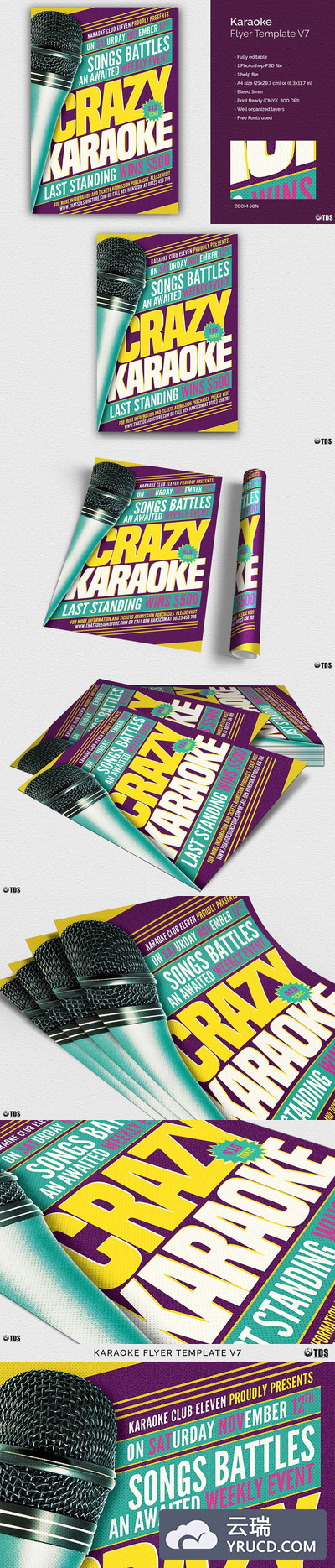 卡拉ok传单PSD模板 V7 Karaoke Flyer PSD V7