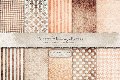 可印刷的纸张背景纹理 Printable Papers - Tangerine Dream