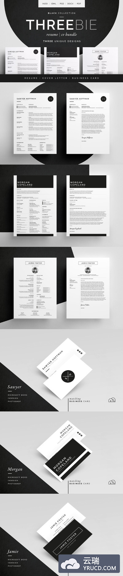 简约高端简历模板包 Threebie Resume/CV Bundle 1