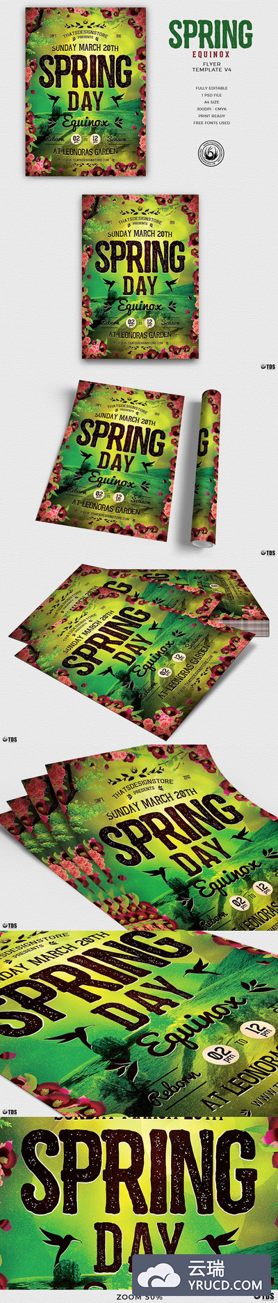 春分传单PSD模板 V4 Spring Equinox Flyer PSD V4
