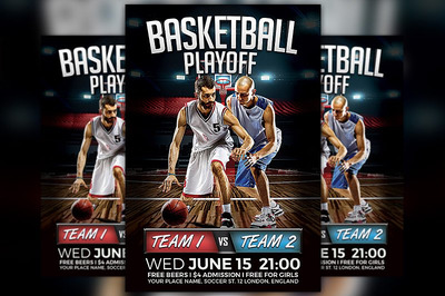 篮球季后赛传单模板 Basketball Playoff Flyer Template