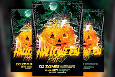 万圣节派对传单模板 Halloween Party Flyer Template