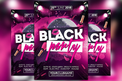 黑色之夜聚会传单模板 Black Party Night Flyer Template