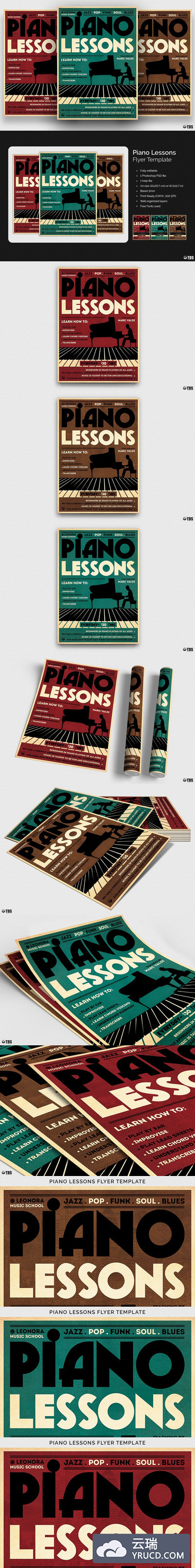 钢琴课程海报模板 Piano Lessons Flyer PSD