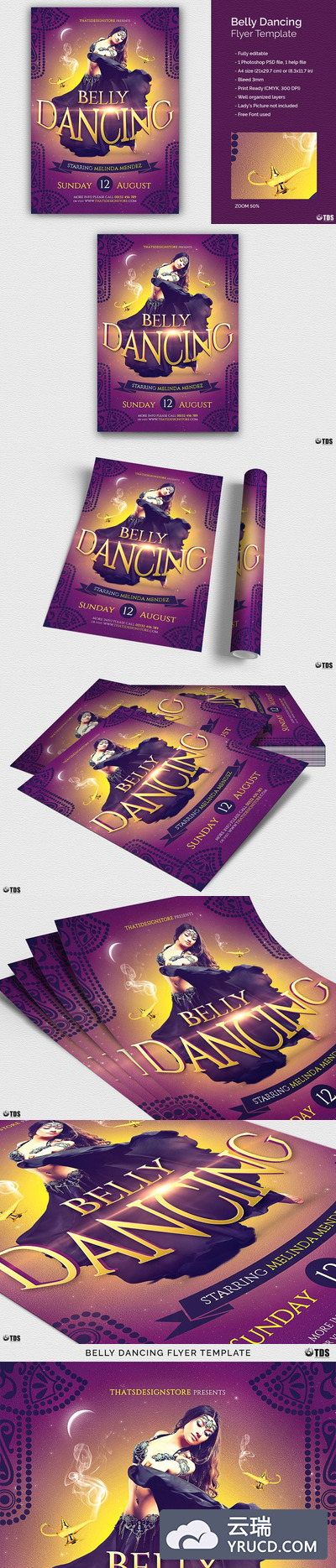 肚皮舞传单PSD模板 Belly Dancing Flyer PSD