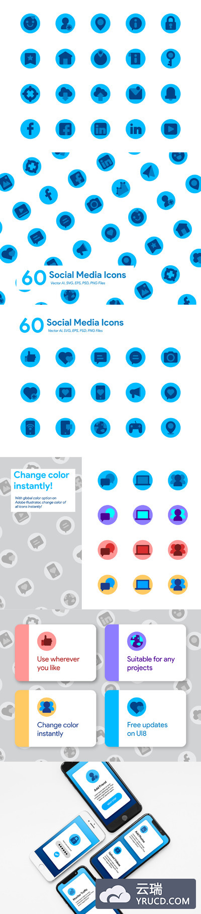 精品国际社交SNS图标下载[Ai,PSD]