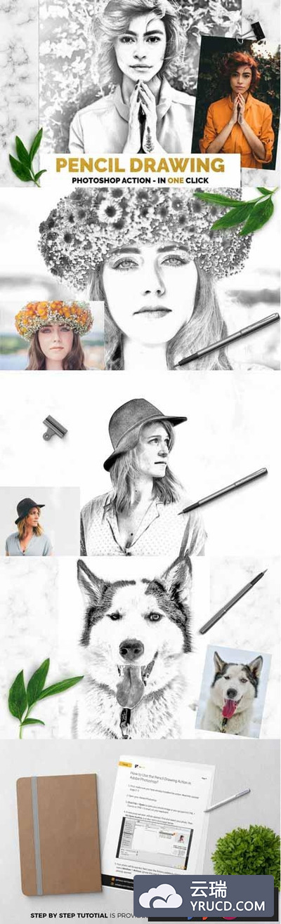 铅笔画艺术Photoshop动作下载