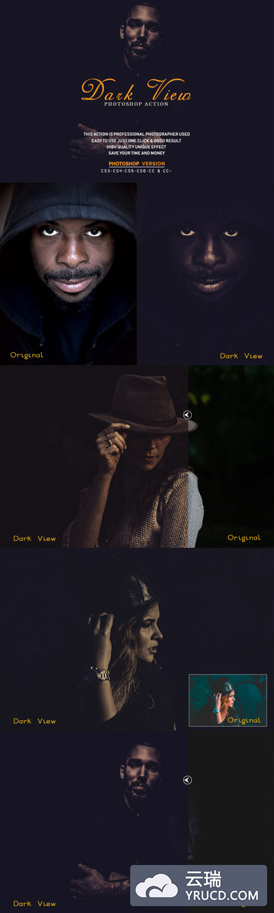 黑暗眼神视图Photoshop动作下载