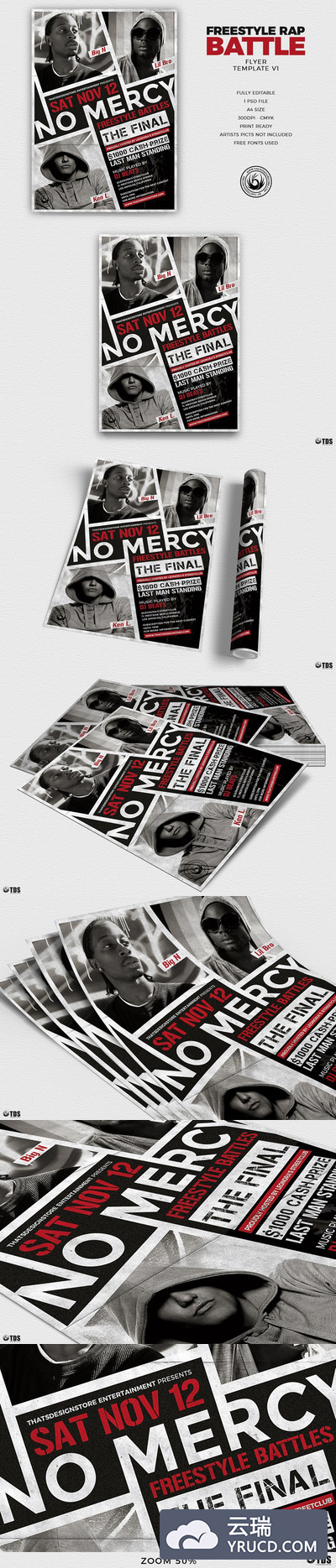 即兴说唱比赛宣传传单PSD模板V1 Freestyle Rap Battle Flyer PSD V1
