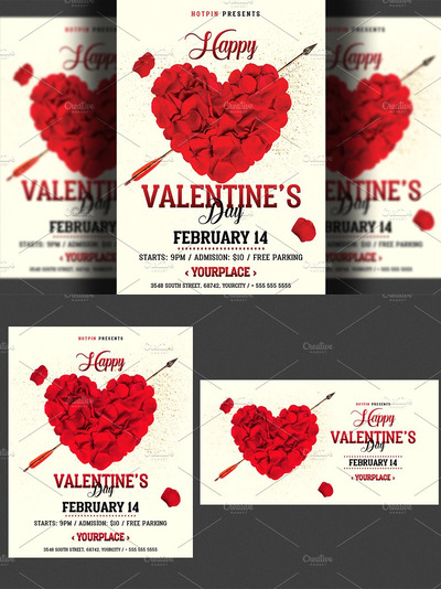 情人节传单邀请函模板 Valentines Day Flyer Invitation