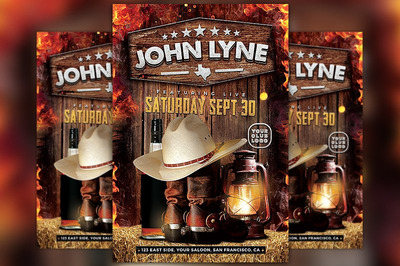 西部艺术活动传单模板 Country Artist Event Flyer Template