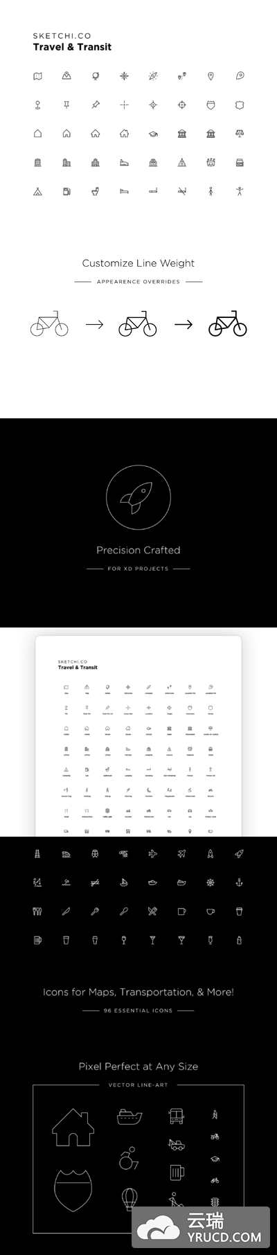 旅行交通相关的图标套装下载[Ai,Sketch]