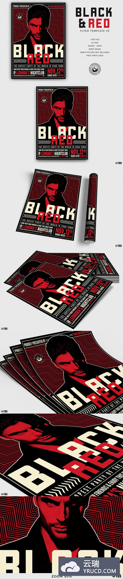 黑色和红色的传单PSD模板 V3 Black and Red Flyer PSD V3