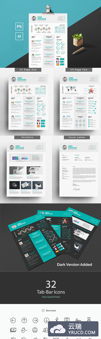 时尚简历模板 Info graphic Resume/CV