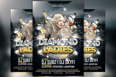 钻石女士俱乐部传单模板 Diamond Ladies Club Flyer Template