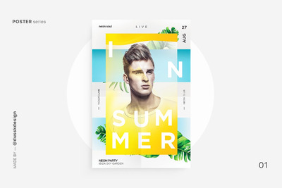 时尚优雅简约清新春天夏天清凉配色的多用途DM宣传单海报设计模板