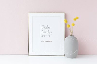 银色金属框架画框模板 8x10 golden frame mock up - PSD/PNG